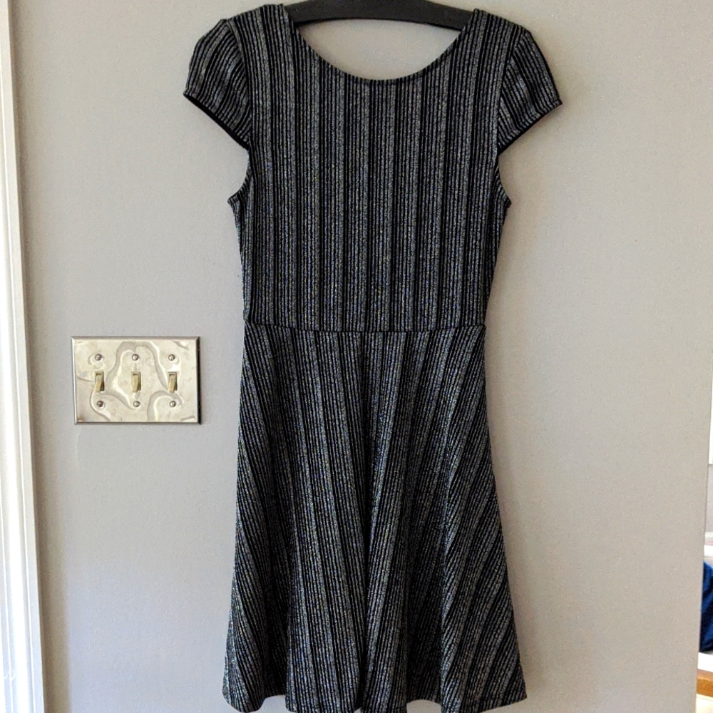 Black and silver metallic dress